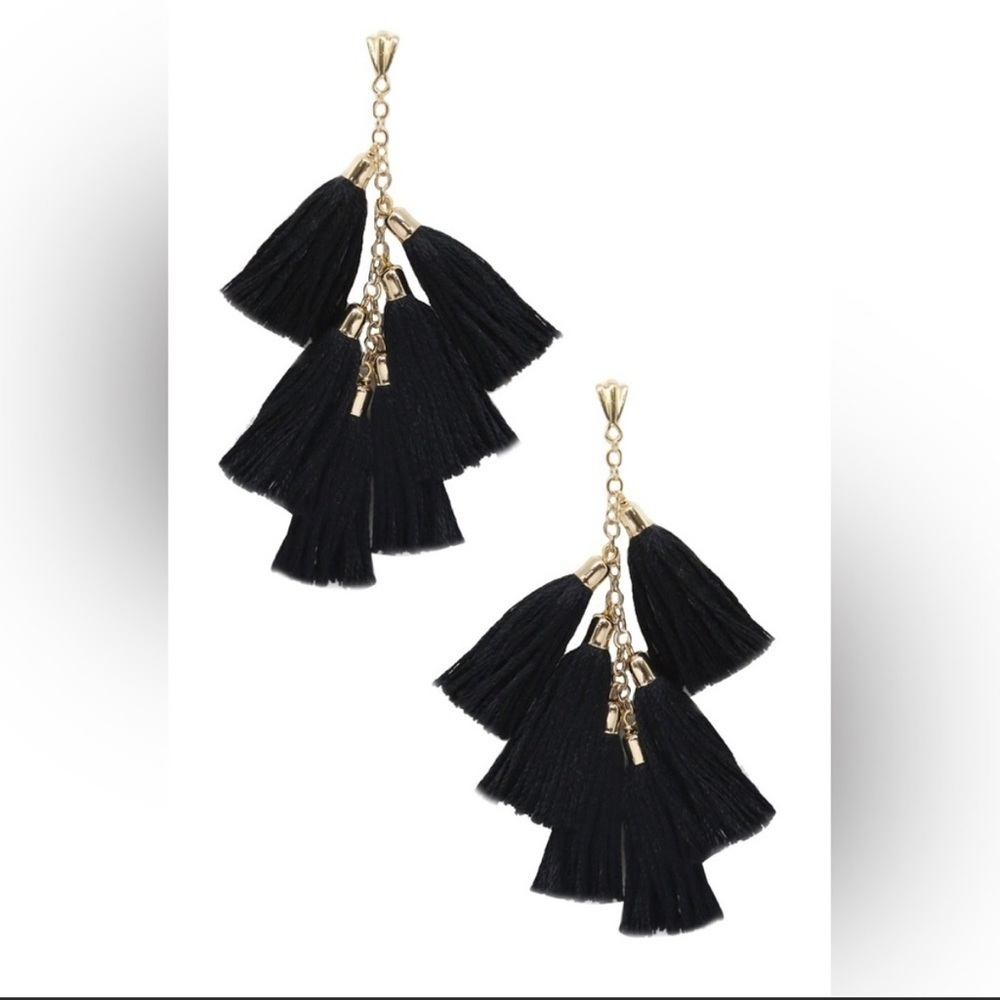 Ettika Daydreamer Tassel Earrings Black